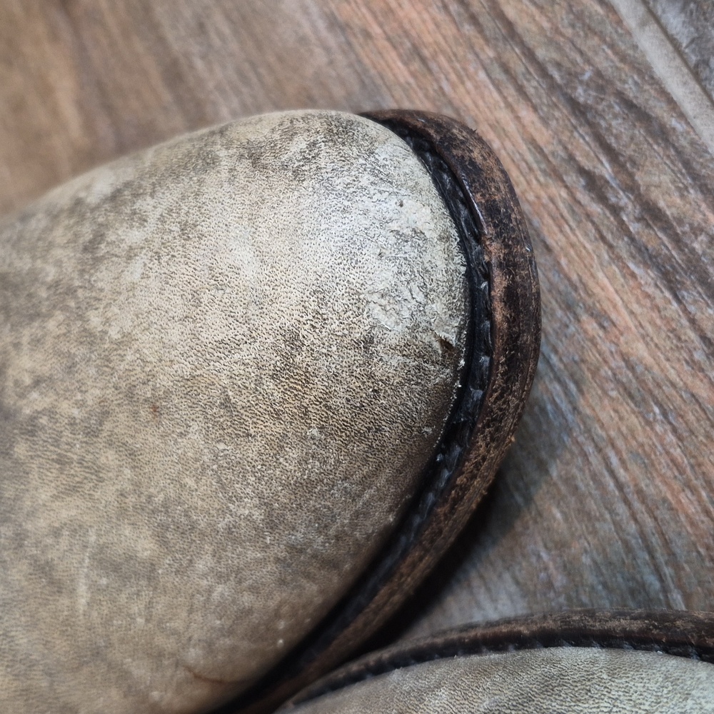 7/7.5 FRYE Lindsay Plate Distressed Knee High Leather Boots in Taupe - Picture 11 of 16